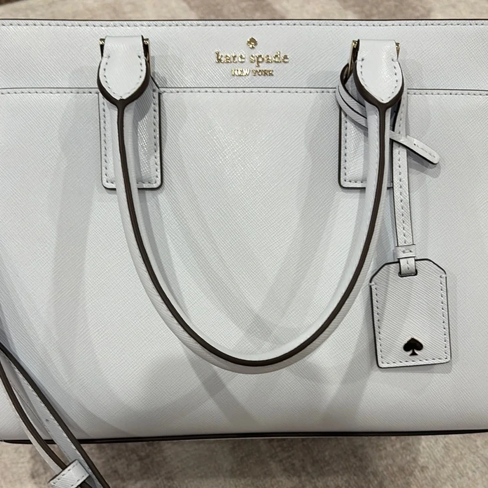 Kate Spade Blue Saffiano Leather Satchel with Silver Hardware - Picture 2 of 9